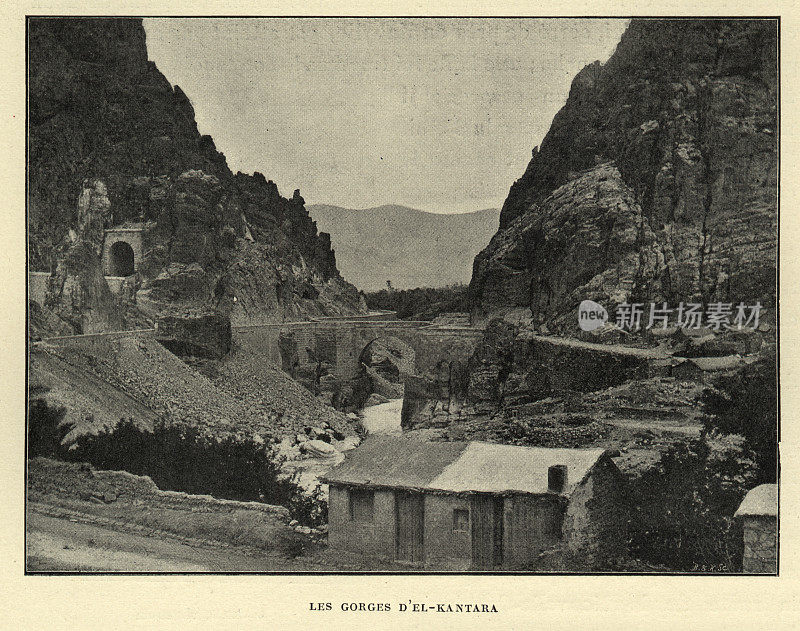 阿尔及利亚的El Kantara Gorges, 19世纪